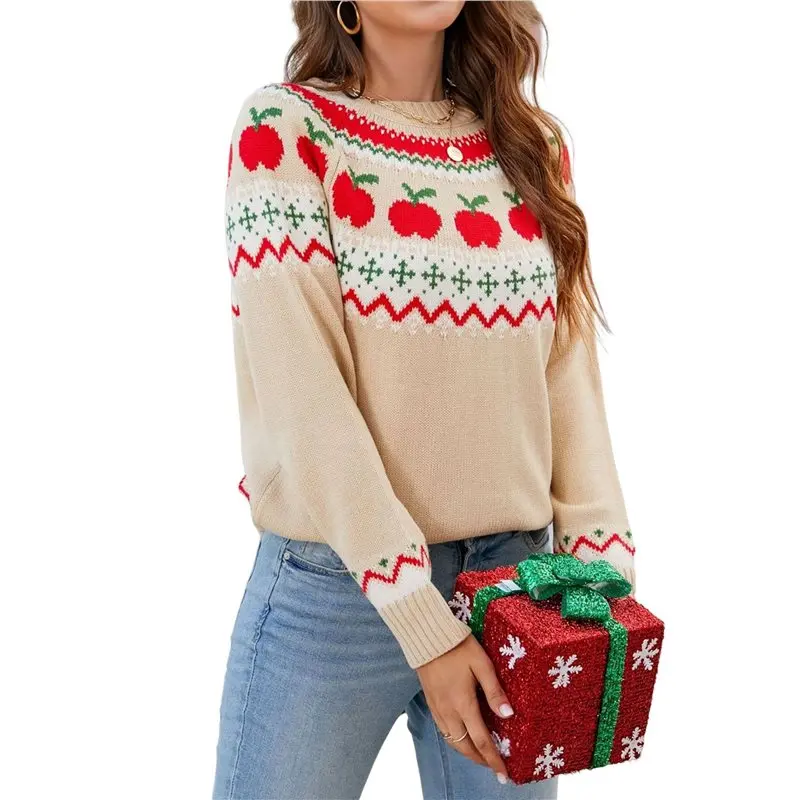 

CYL-Ugly Christmas Sweaters For Women Casual Long Sleeve Vintage Pullover Crewneck Sweater Cute Knitwear