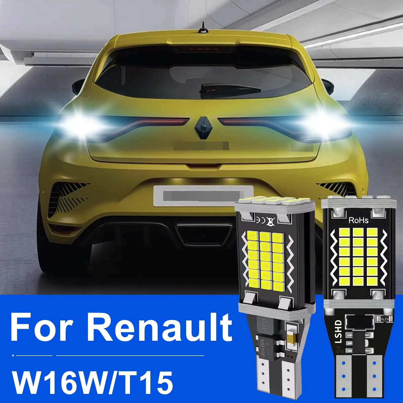 2pcs W16W T15 921 912 LED Canbus Reverse Light Bulbs On Car White 12v Back Up Lamp For Renault Megane 4 Scenic 4 Fluence Saloon