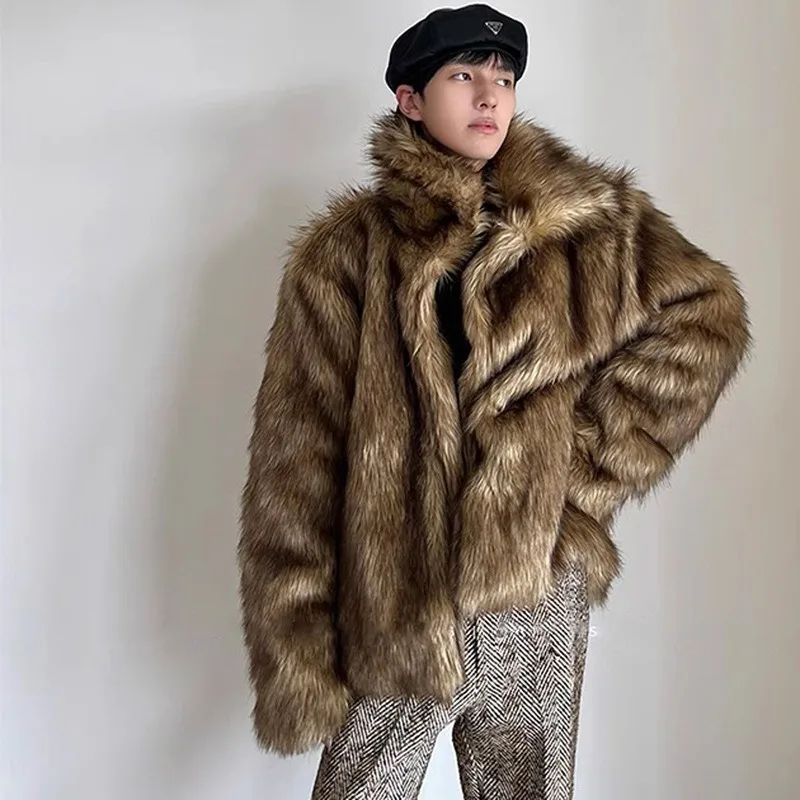 

Male New Simple Warm Winter Neck Warm Coat Commuting Slim Short Environmental Mink Hair Big Hair Collar Personalized Jacket
