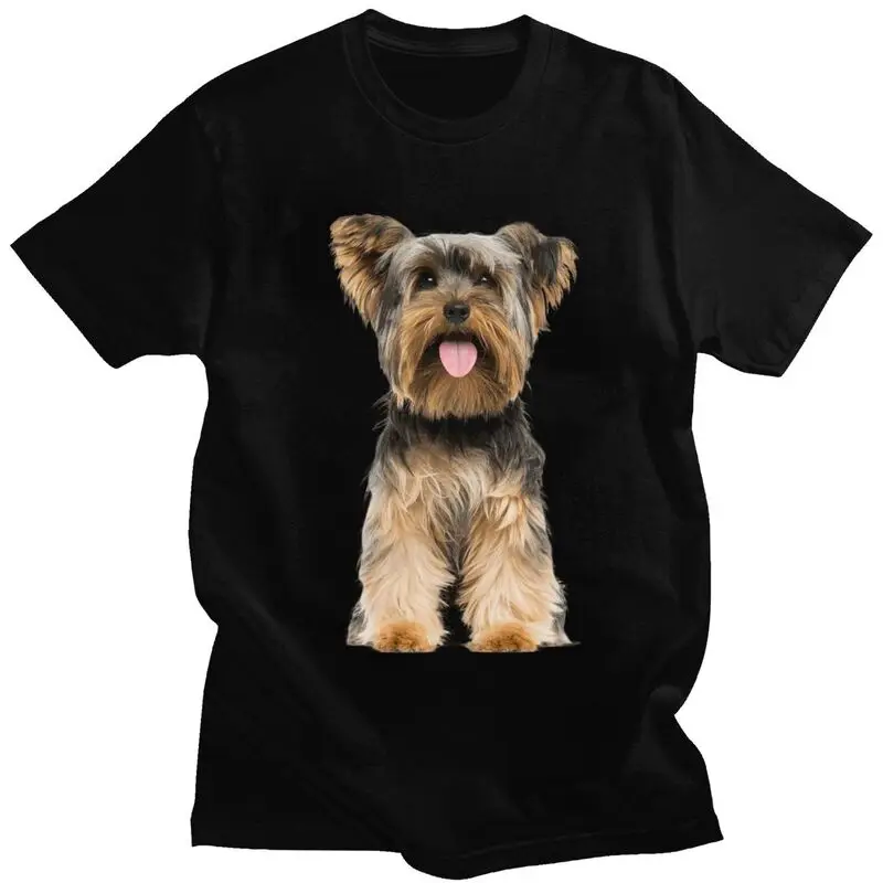 Custom Yorkshire Terrier T Shirts Men Pure Cotton Tees Yorkie Dog Tshirts T-shirt Clothing