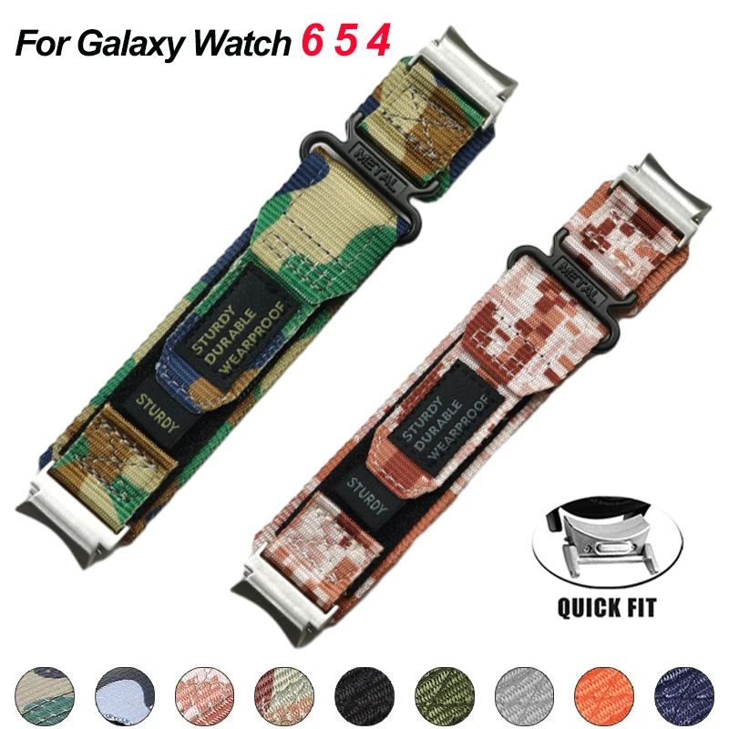 No Gaps Nylon Strap for Samsung Galaxy Watch 6 5 4 40 44mm 6 Classic 43 47mm Sport Camouflage Bracelet for Watch 5Pro 45mm Band