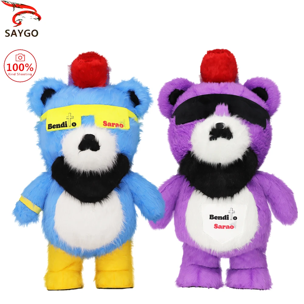 

SAYGO Cool Bear Plush Inflatable Clothing Mascot Halloween Bar Party Game Props Adult Characters Cosplay Costumes