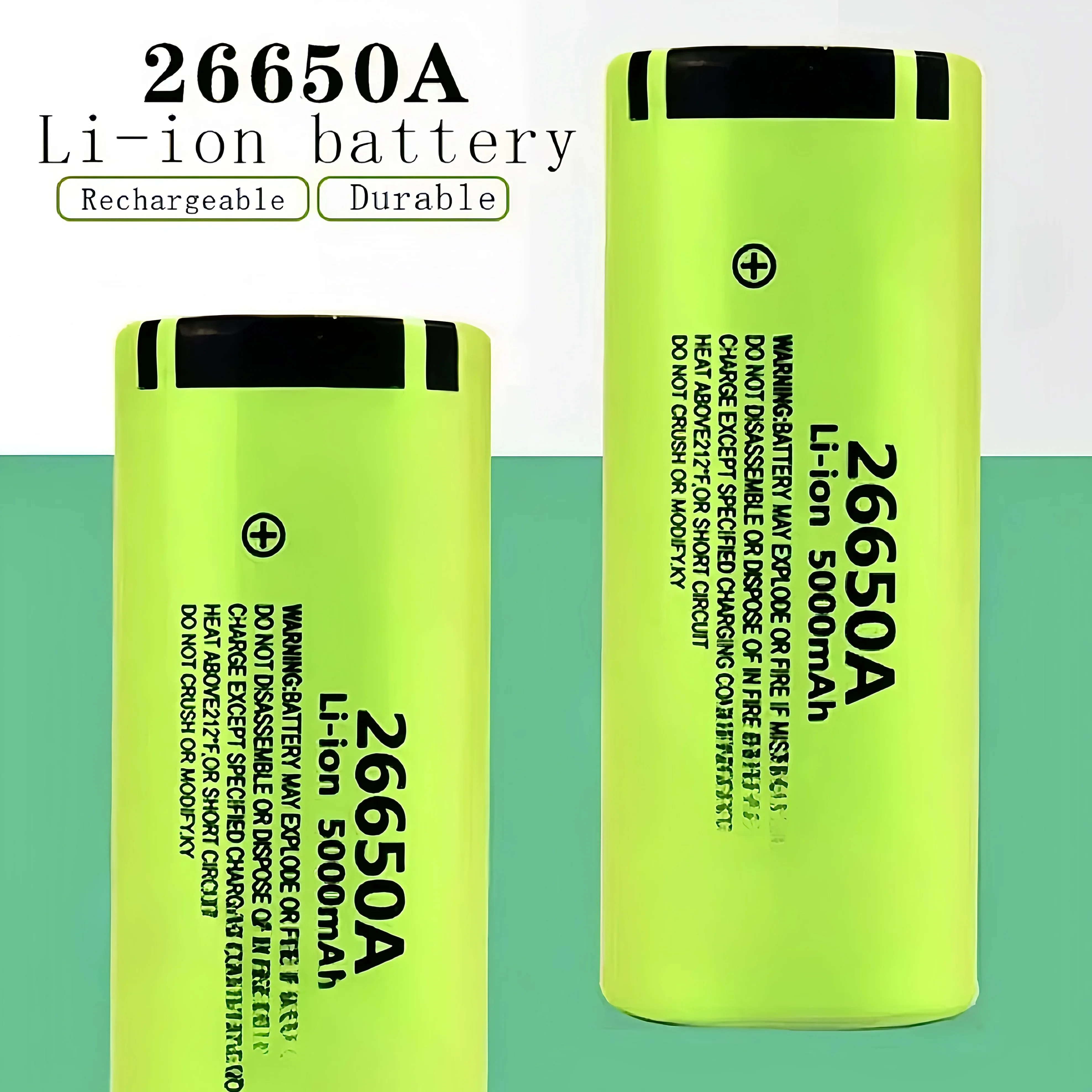 100% Original high quality 26650 battery 5000mAh 3.7V 50A lithium ion rechargeable battery for 26650A LED flashlight