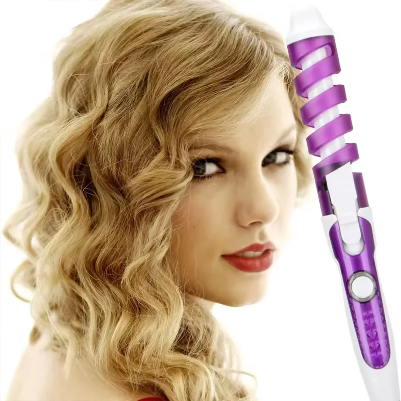 

Interchangeable hair styling tools: rotating ceramic automatic curling iron and straightening comb brush curling iron
