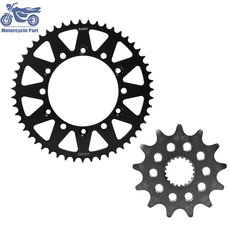 

520 51T 13T Motorcycle Front Rear Sprockets 20CrMnTi For YAMAHA WR250 F-L Off Road Version 2020 2022 2023 2024 13T/51T 520 Chain