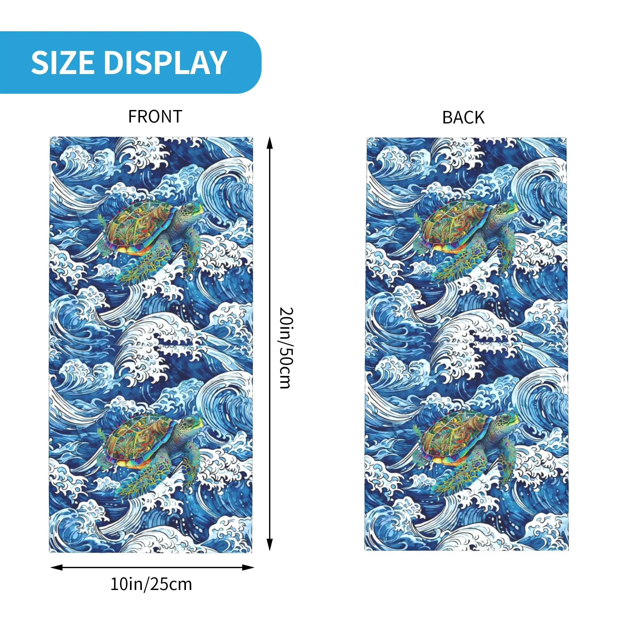 Custom Ocean Waves Stormy Sea Turtle Winter Headband Neck Warmer Men Women Ski Running Tube Scarf  Face Bandana Gaiter