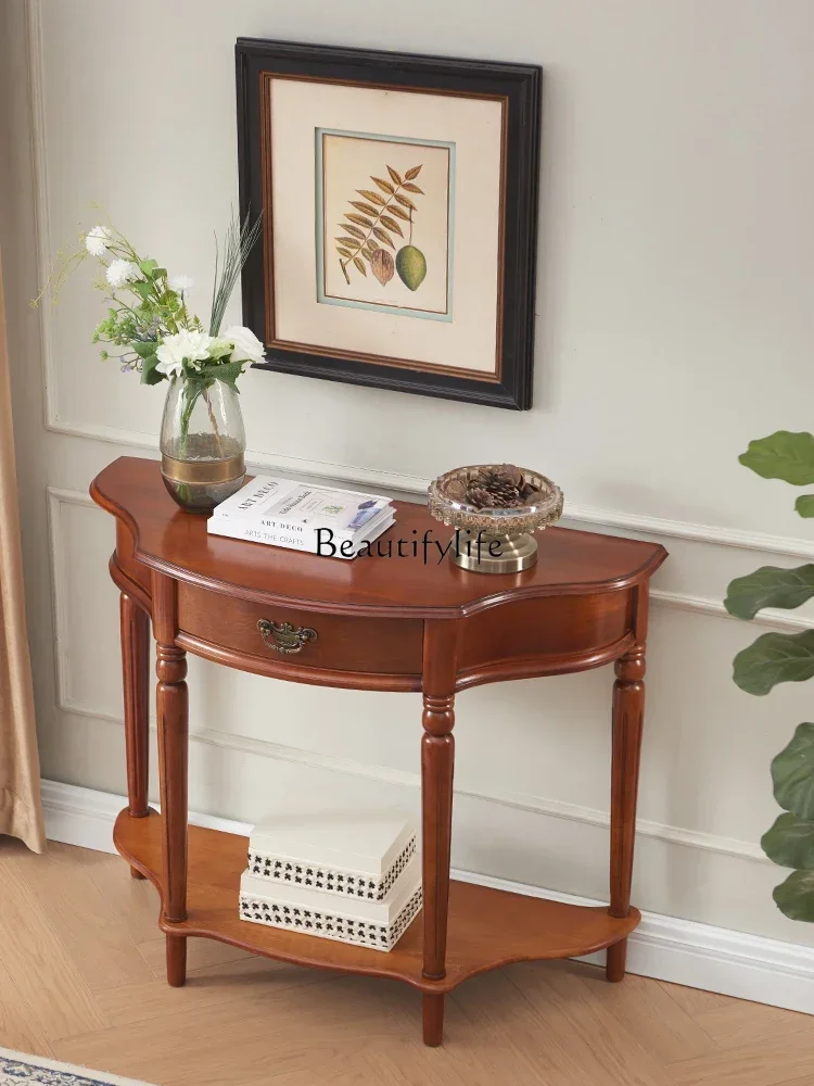 yj9 American entrance table against the wall European all-solid wood sofa back cabinet back several wall side cabinets