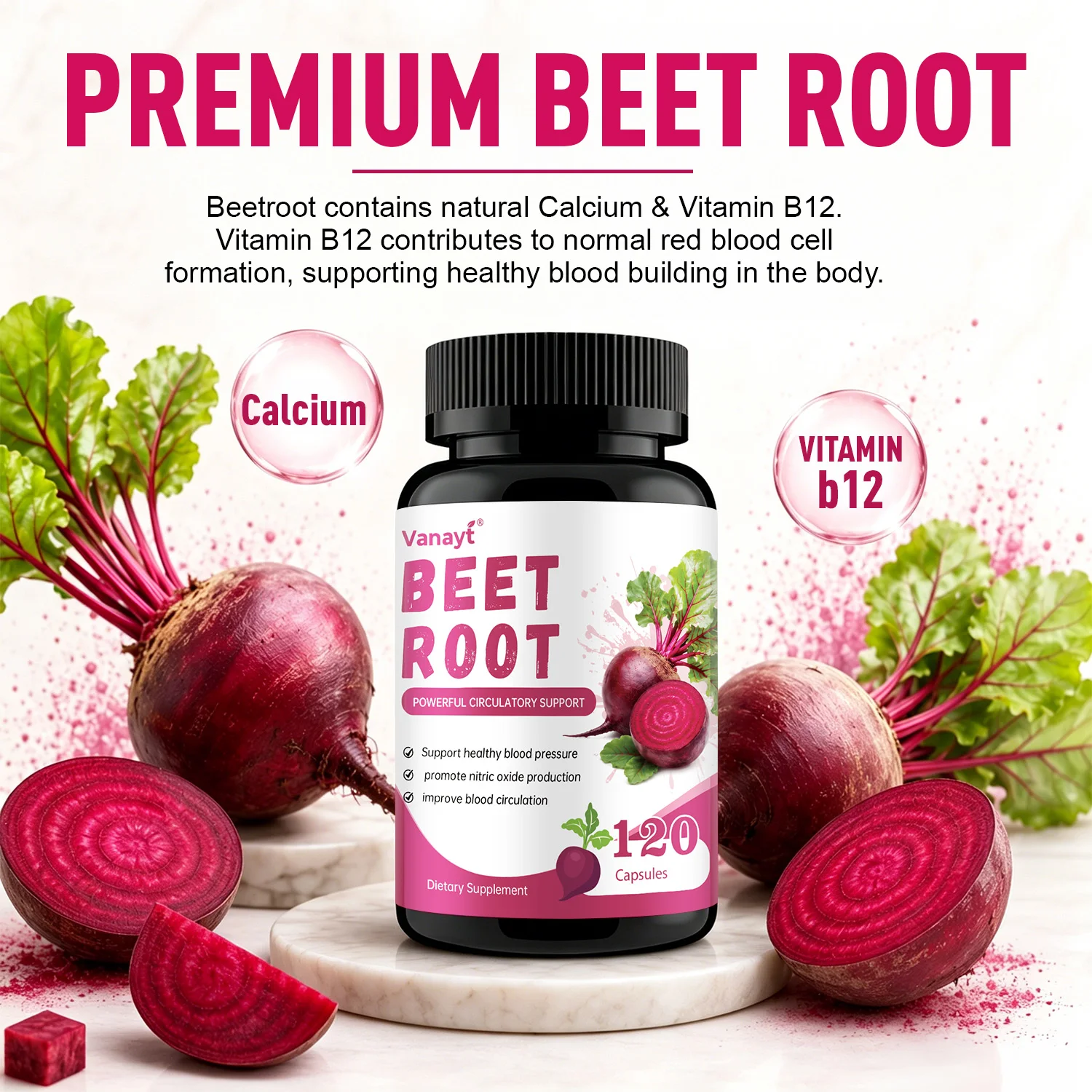 Beet Root Capsules Supports Normal Cardiovascular Wellness Natural Daily Vitality And Daily Physical Wellness 120 Count