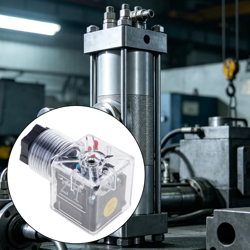 Heavy Duty Hydraulic Solenoid Valved Adapters Plastic Metal Hybrids Design Solenoid Coil Plug for Tight Space Use 400D