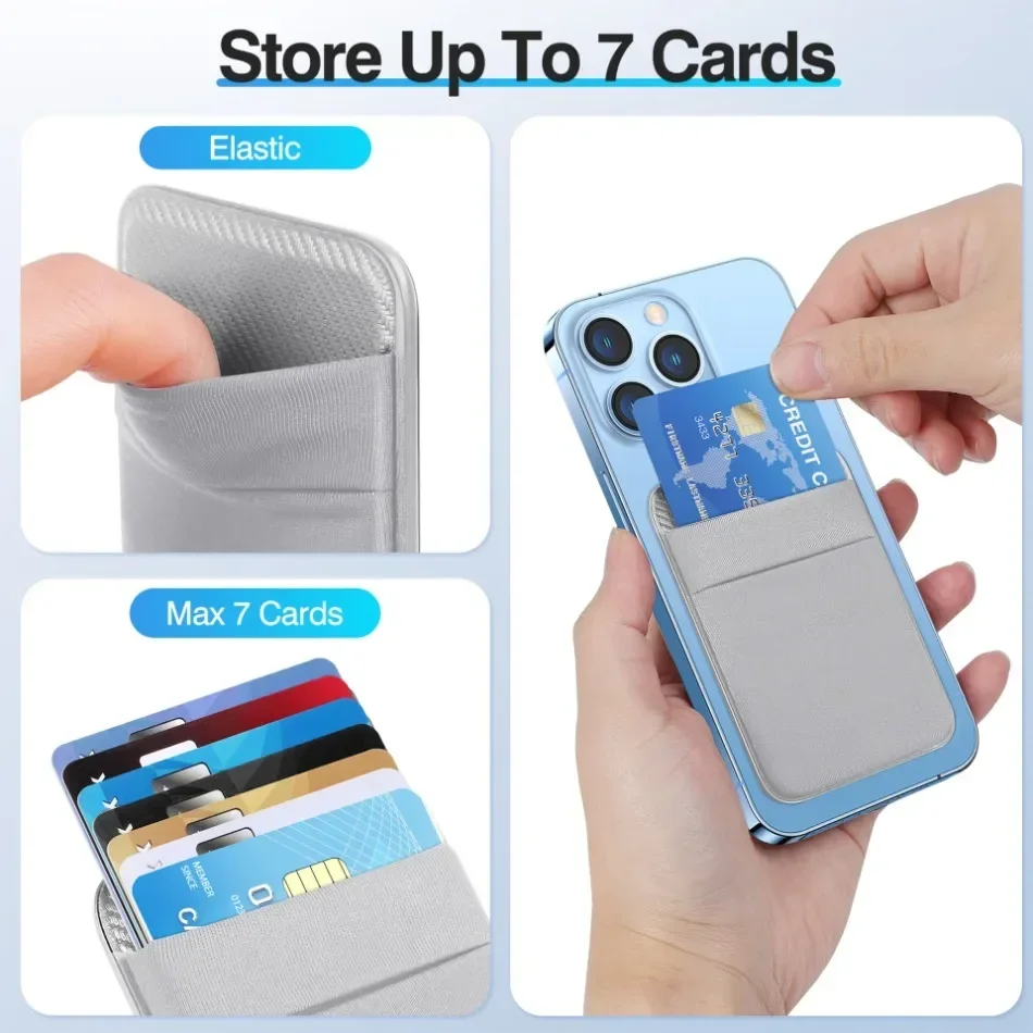 Magsafe Credit Card Holder Magnetic Mobile Phone Card Clips Wallet Elastic Microfiber Purse Unisex for IPhone Samsung Android