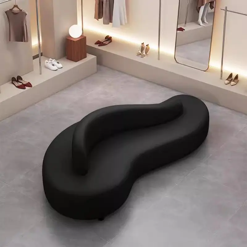 Light luxury double-sided sofa clothing store beauty salon hotel lobby rest area reception technology leather curved small sofa