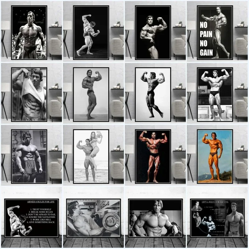 Modern Classic Wall Art Arnold Schwarzenegger Bodybuilding Fitness Oil Painting Posters Prints Home Bedroom Living Room Decor