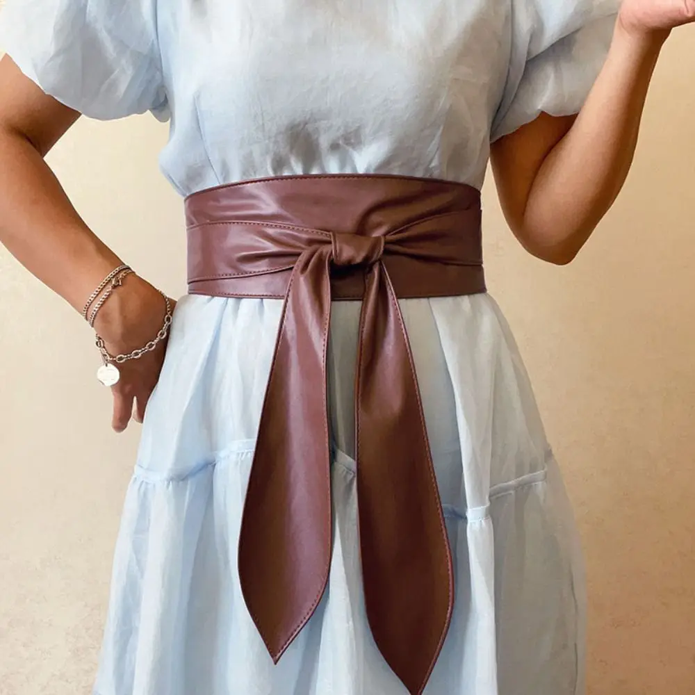 Ribbon PU Leather Waist Belt Korean Style Waist Belts Women Waistband Waistband Ties Jeans Belts Knotted Belt Dress Decoration