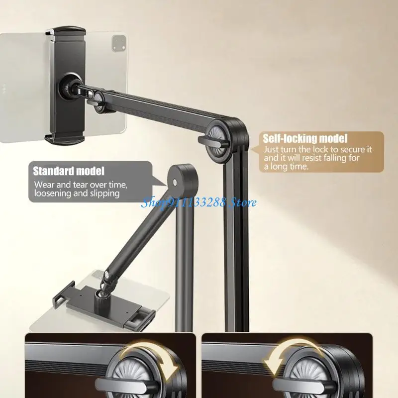 G88D Articulating Desk Tablets Stand, Aluminum Alloys Clamp Arm Holder for 4.6 to 13In