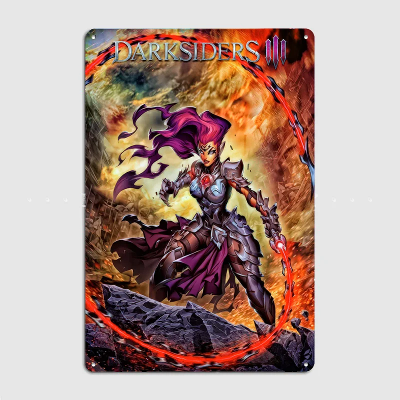 Darksiders III Fury Artwork Poster Metal Tin Sign Indoor Outdoor Home Decor Bar Custom Posters Wall Room Decorations