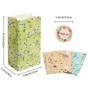 Bolsas de papel de regalo de patrón de planta de 12/200 por ciento para bolsas de papel de papel kraft de galletas con pegatinas con pegatinas 8 Mejores papel de envoltura de chocolate de ventas - №6
