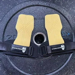 1 paio di cuscinetti guanti da palestra in pelle bovina impugnature antiscivolo peso Power Belt pad di sollevamento cintura Deadlift allenamento protezione del palmo palestra Reaperrs