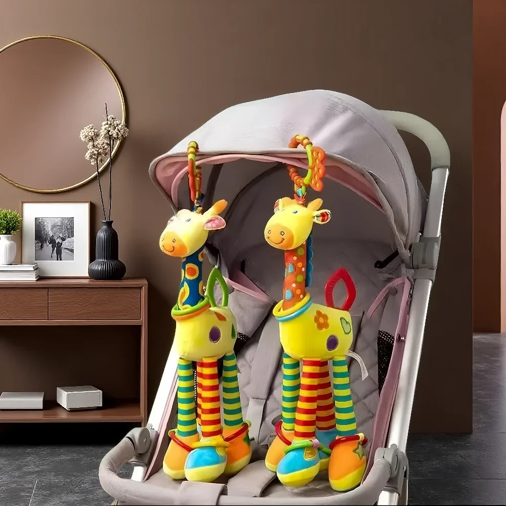 2025 macio girafa zebra bebê sinos de pelúcia mordedor chocalho brinquedo sensorial desenvolvimento recém-nascido infantil presente seguro bpa livre