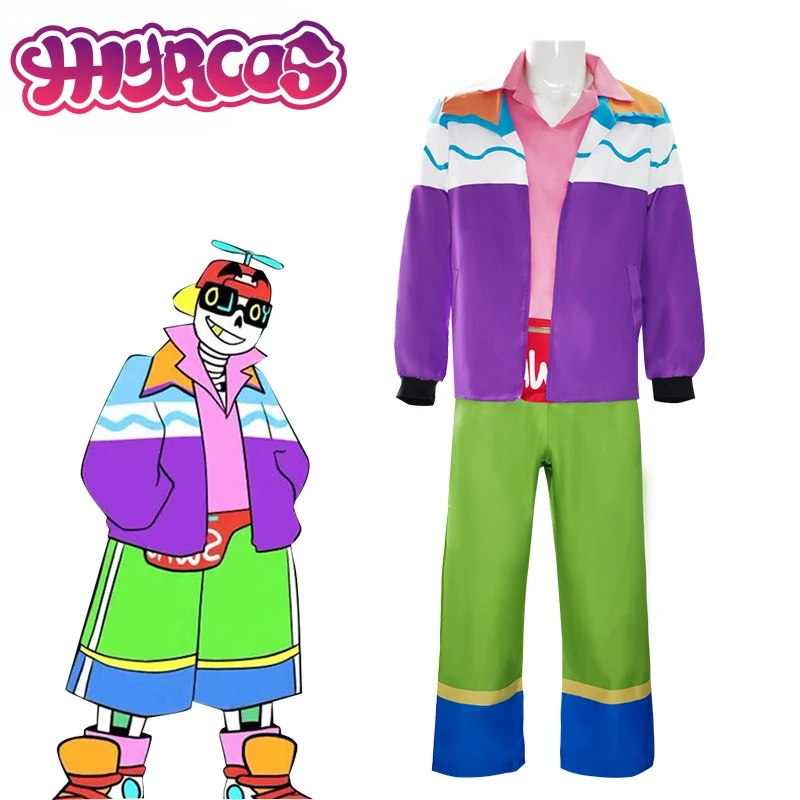 Anime Game Undertale AU Fresh Sans Cosplay Costume Colour Hip Hop Style Coat Hat Uniform Full Set Adult Man Woman Carnival Suit