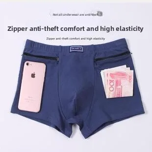 Celana Dalam Boxer Pria Celana Dalam Katun Pinggang Tinggi Dua Sisi Tahan Ritsleting Celana Pendek Travel Boxer Pria