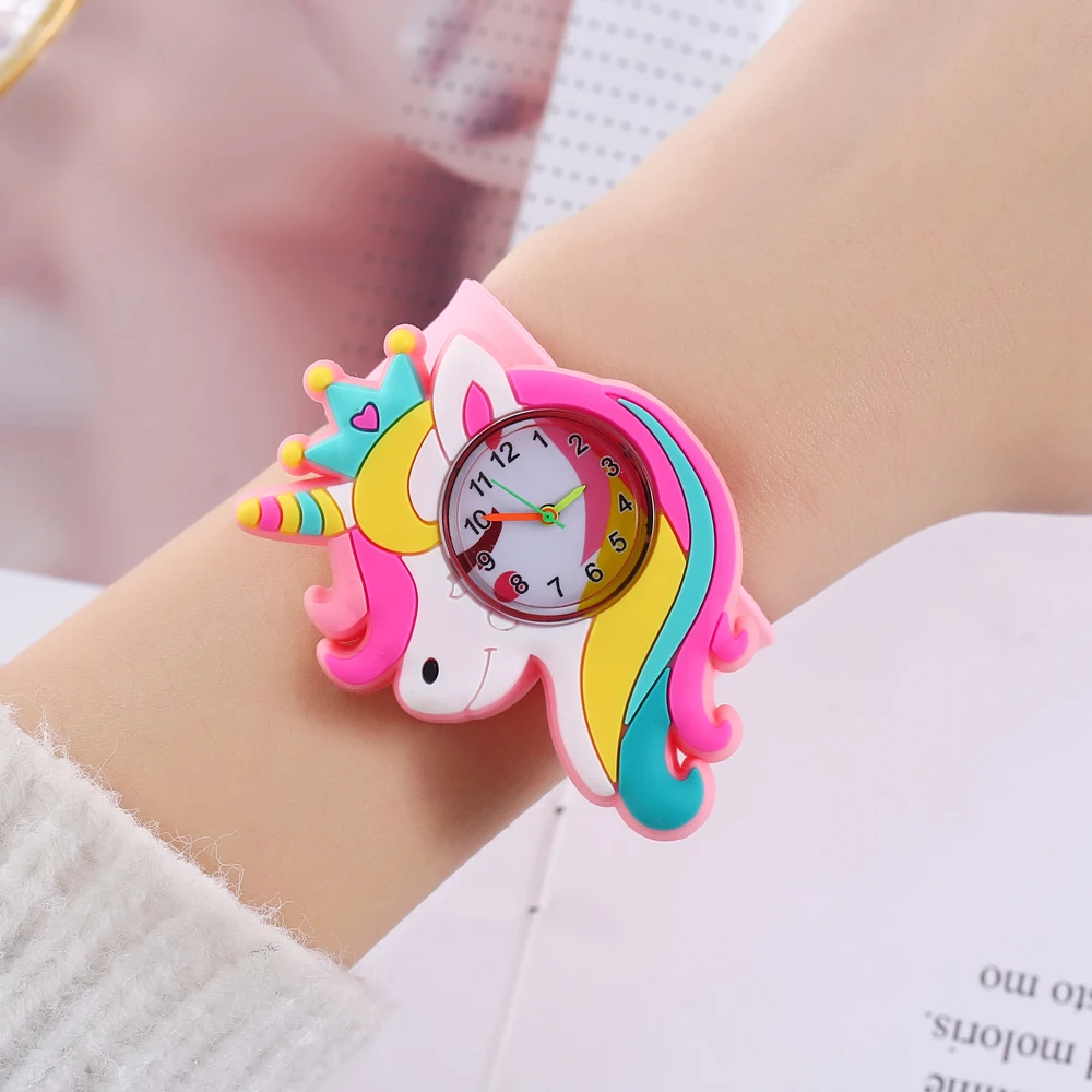 Baby Watch 3D Cartoon Kids Birthday Gift Old Girl Boy Children Study Time Toy Clock Free Spare Battery