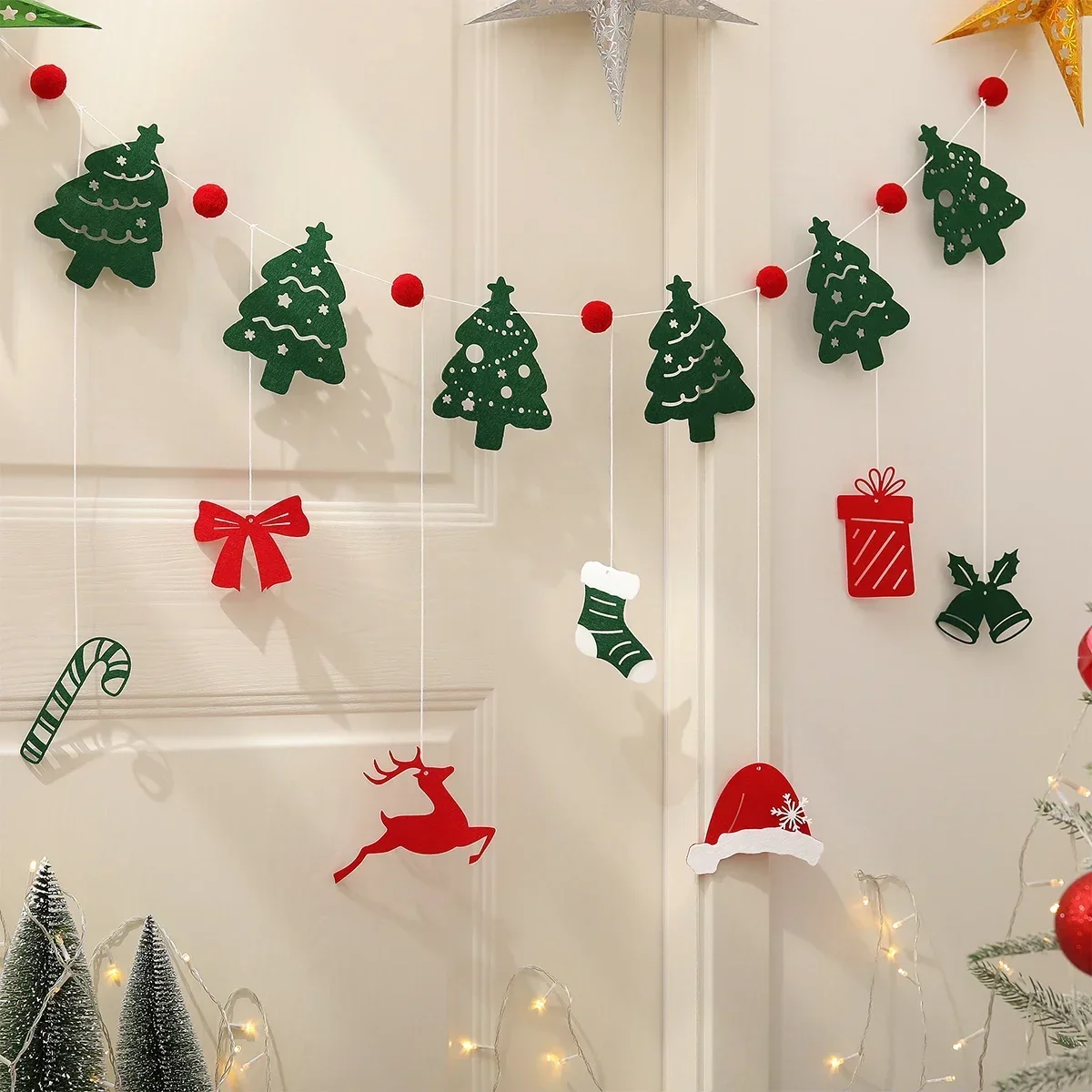 

Christmas Party Background Banner Cartoon Cute Snowflake Decoration Set up Garland 1 Set 1 Piece