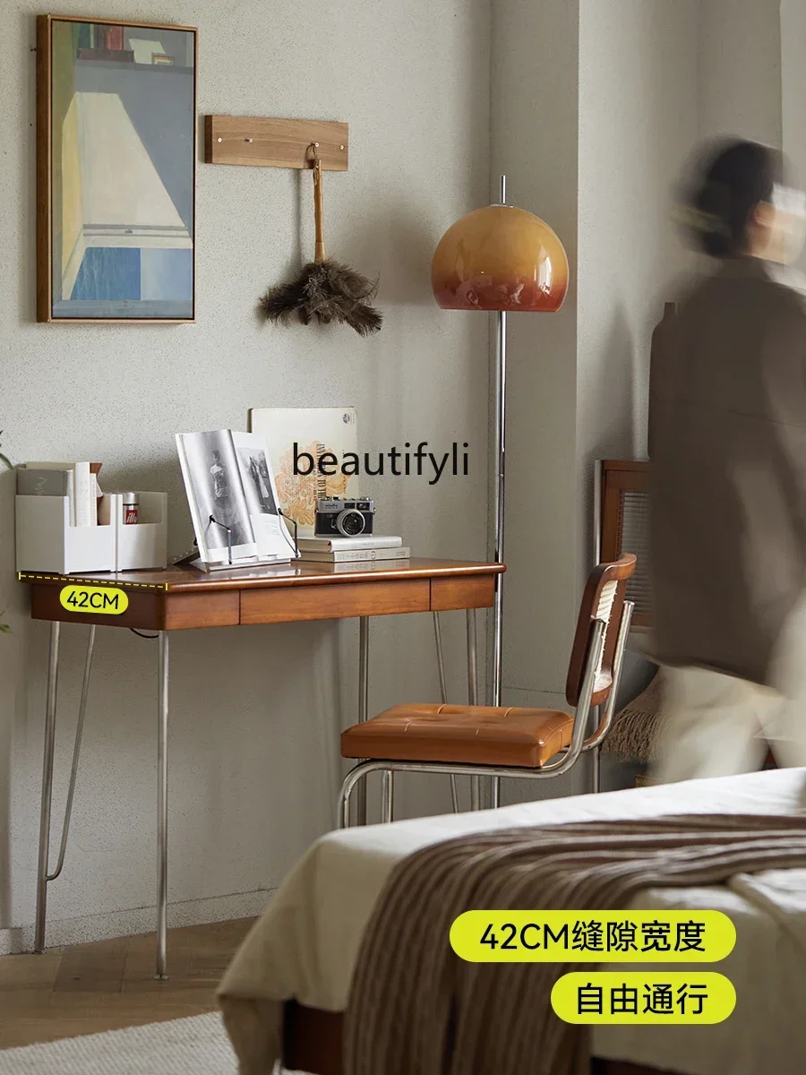 

X18 Solid wood desk retro small apartment Nordic Japanese style student simple home office computer writing desk