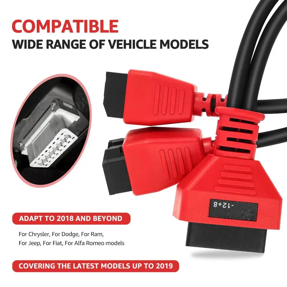 Durable 12+8 Pin OBD Adapter Cable Bypass Design Red Diagnostic Cord Diagnostic Tool Cable For Fiat