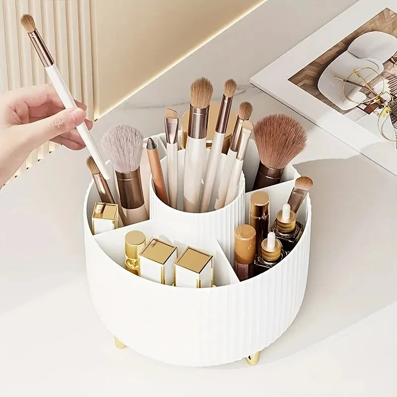 Desktop Lipstick Eye Shadow Pen Container Storage Bucket Makeup Box Storage Box Rotary Dust-proof Makeup Brush Storage Cylinder