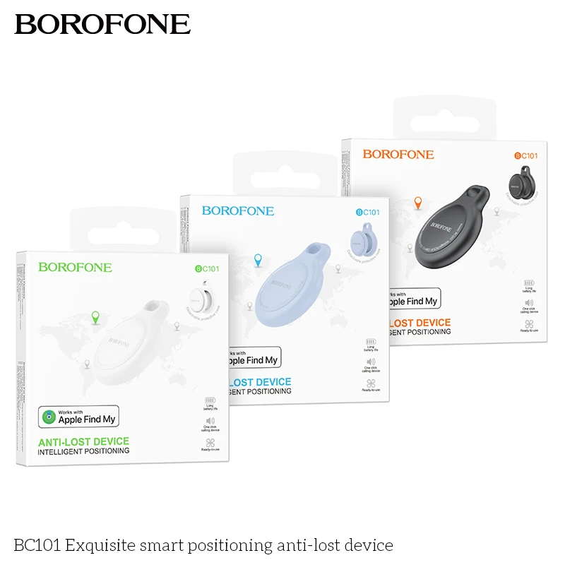 BOROFONE BC101 Smart Airtag Trackers With Sound GPS Global Work with iOS System Find My APP Tag Mini Locator Cars Pet Key Finder