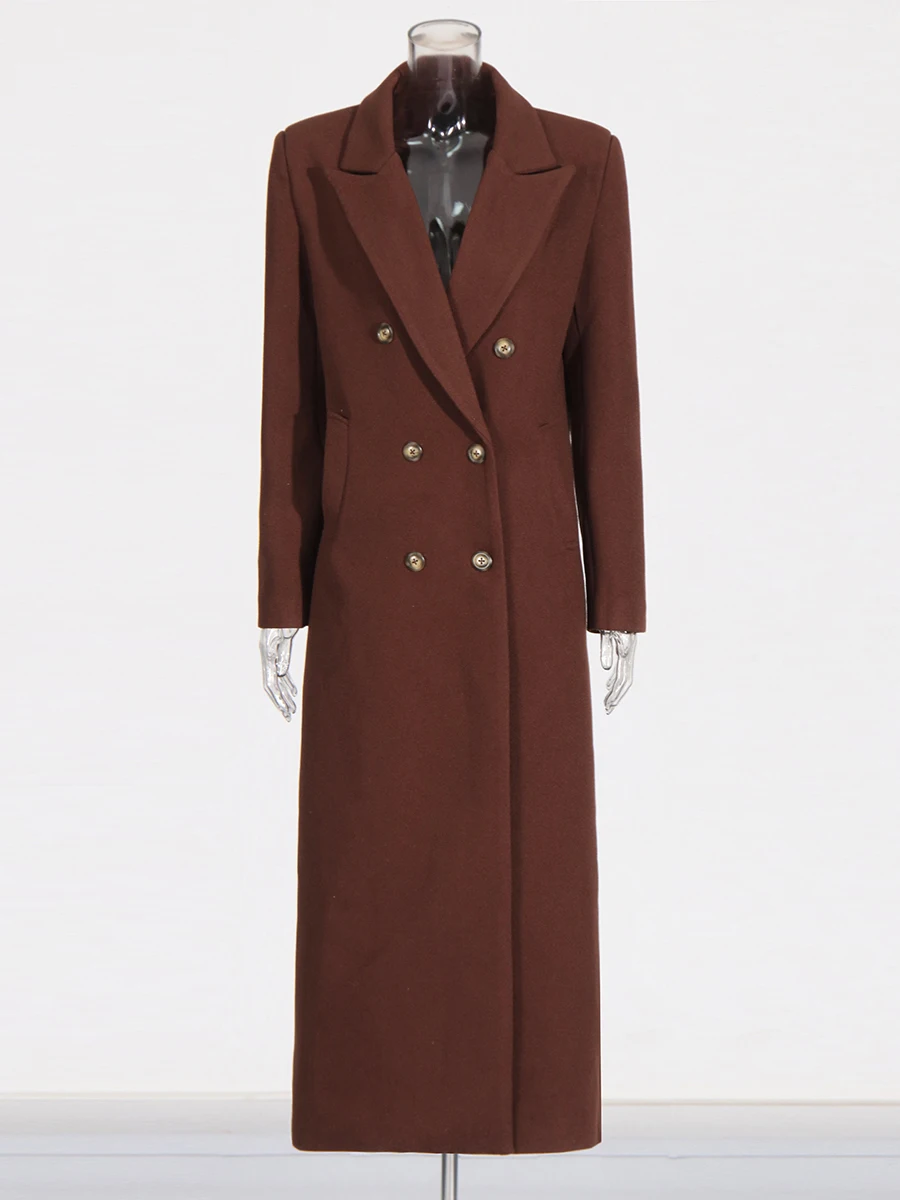 TWOTWINSTYLE gabardinas básicas de doble botonadura empalmadas lisas para mujer solapa manga larga bolsillos de almazuela gabardina ropa femenina