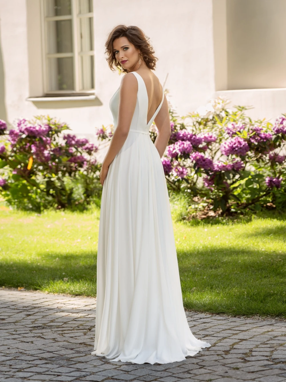 Sexy Sleeveless Backless Bride Robe Comfortable Chiffon Bridal Gown Simple A-line Long Wedding Dress Robe De Mariée