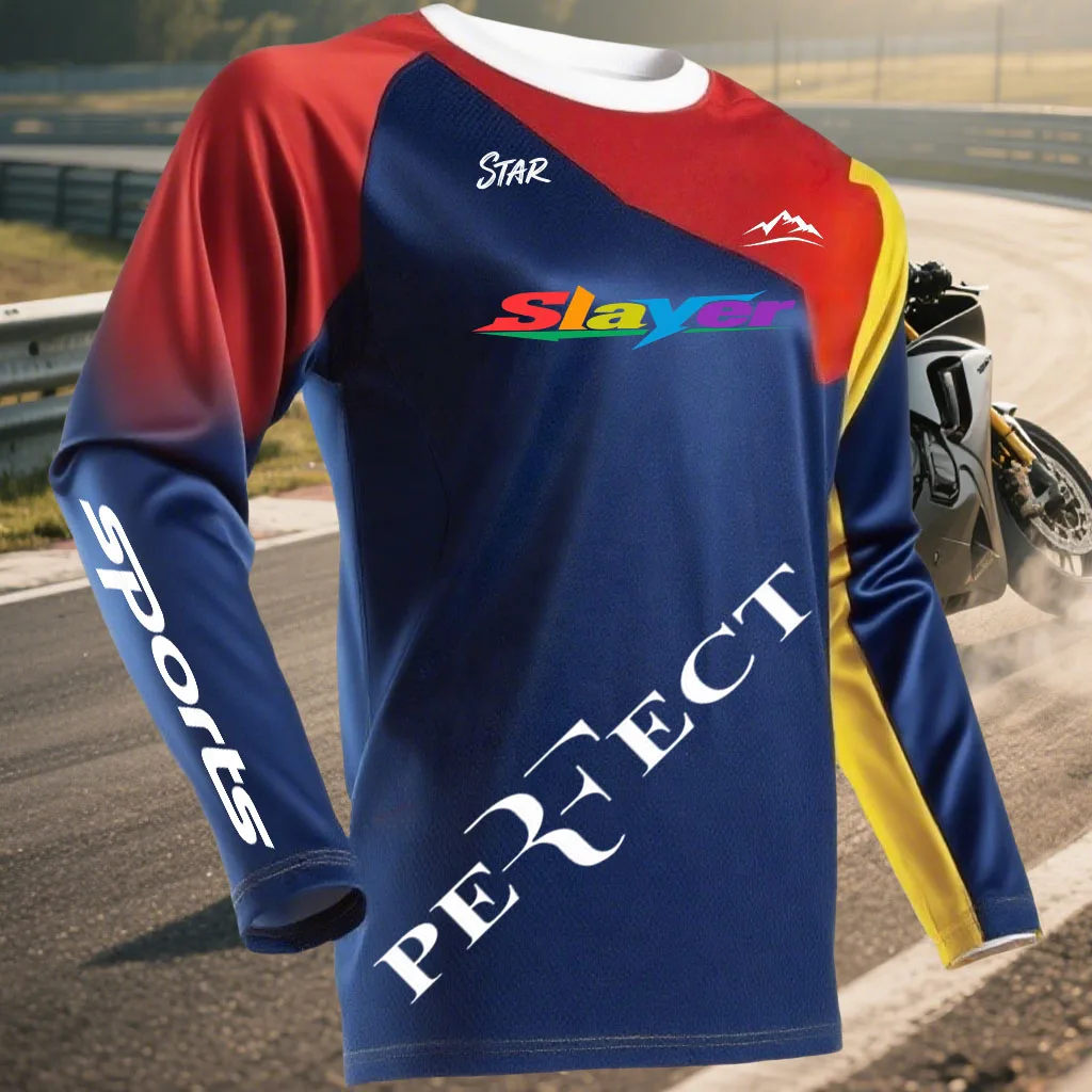 

Men's New Breathable Fast Drying Elastic Sports Casual T-shirt Racing Suit Men's Long Sleeved Racing Uniform Motorcycle T-shirt