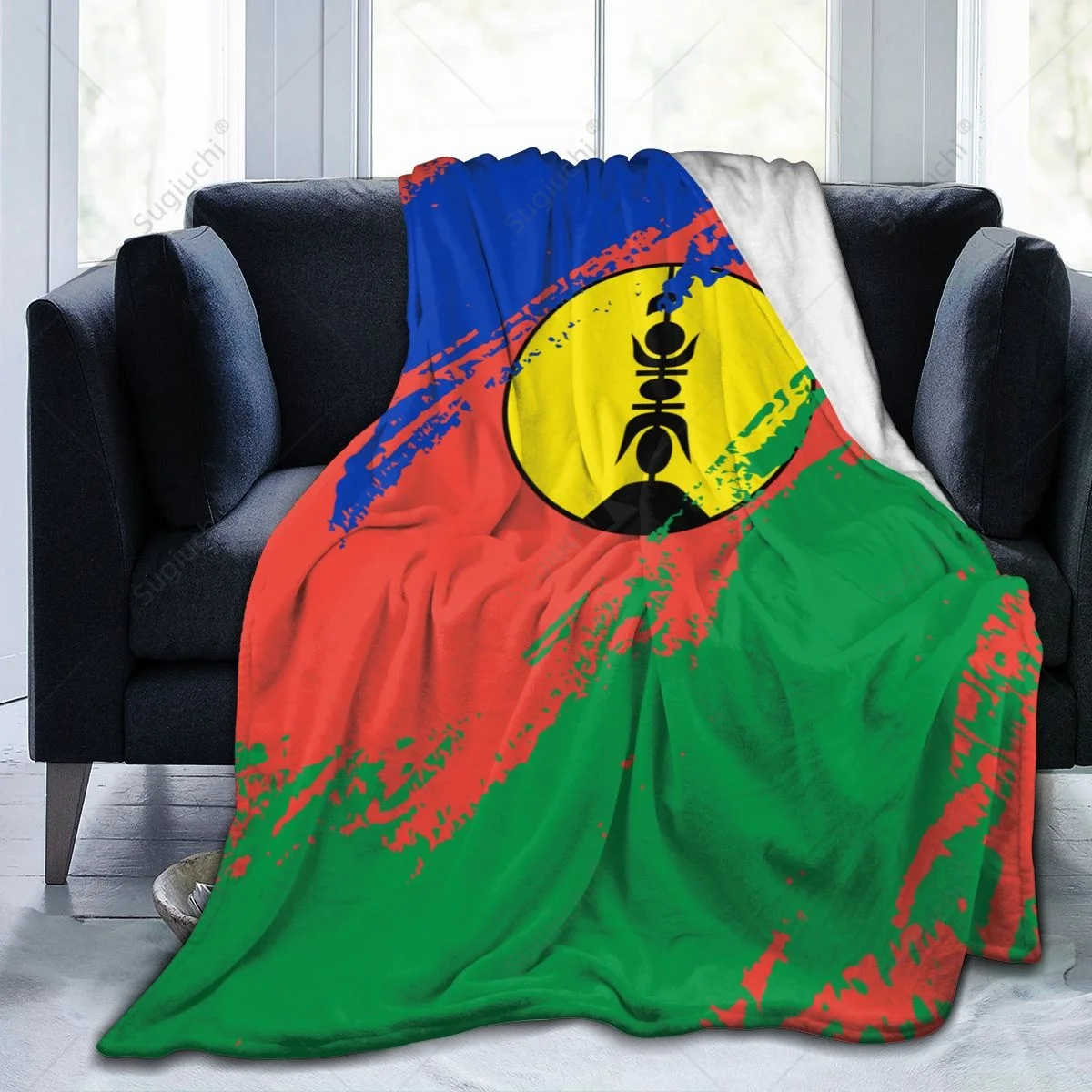 Blanket New Caledonia Flag Color Flannel Multifunction Camping Sofa Cover Keep Warm