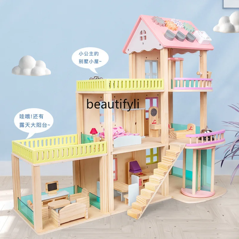 Children play house girl European style large villa doll house house bed toy small class kindergarten