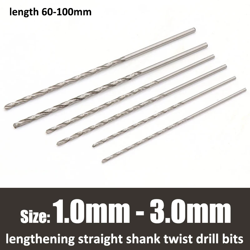 

5pcs 1.0-2.0mm HSS Extended Straight Shank Twist Drill Bit Electric Drill Rotary Tool For Metal Wood Stone Jewelry Drilling Hole