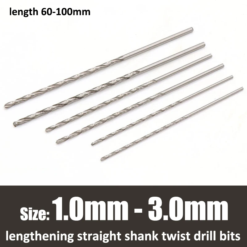 5pcs 1.0-2.0mm HSS Extended Straight Shank Twist Drill Bit Electric Drill Rotary Tool For Metal Wood Stone Jewelry Drilling Hole