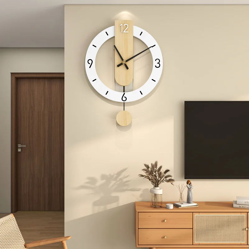 Simple log wind clock wall clock living room decoration home creative fashion silent restaurant silent clock spot