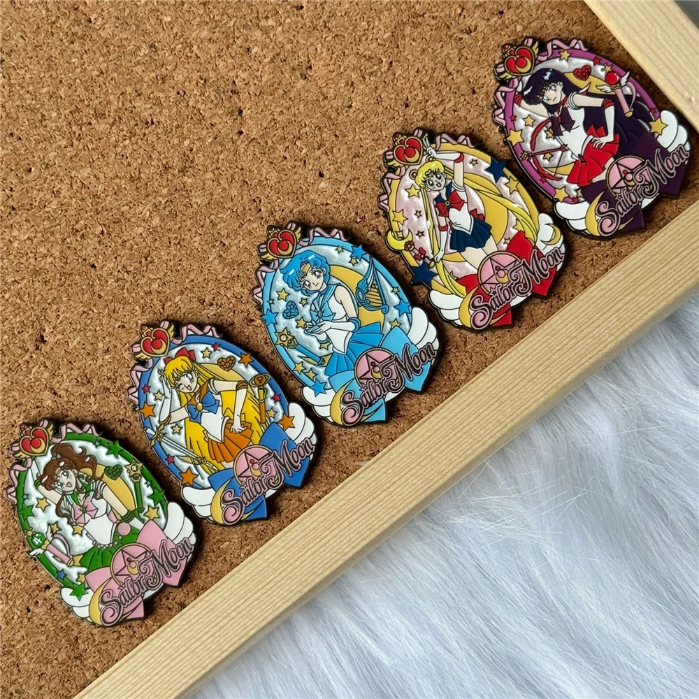 Anime Sailor Moon Tsukino Usagi Mizuno Ami Aino Minako Hino Rei Kino Makoto Cosplay Metal Badge Pin Alloy Brooch Accessories