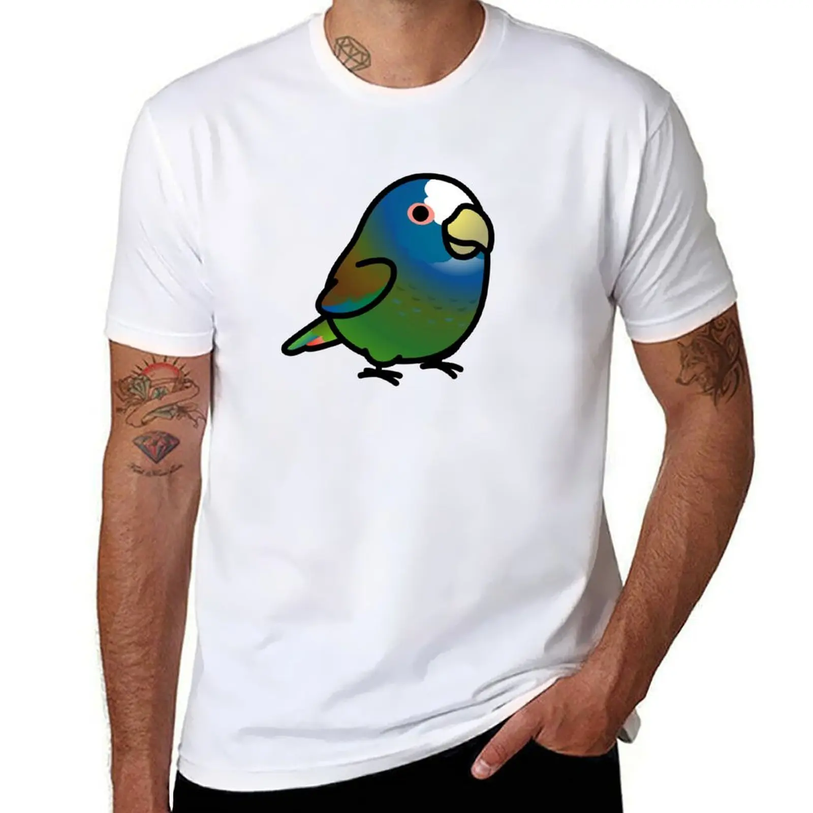 

Chubby White-capped, White-crowned Pionus Parrot T-Shirt man t shirt luxury T-Shirt