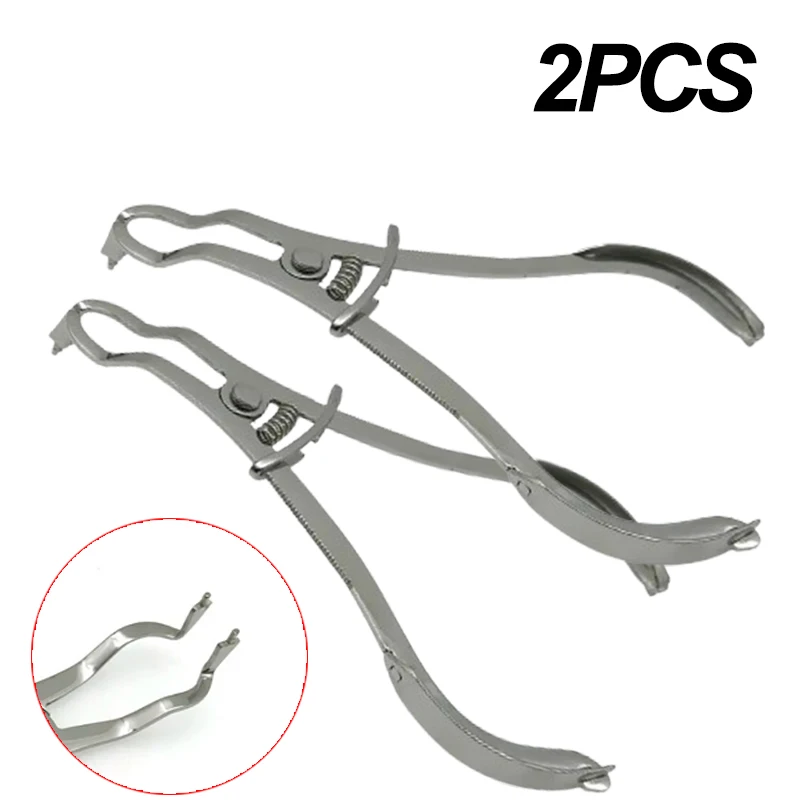 2Pcs Stainless Steel Douban Forming Dedicated Clip Tweezers Placement Forceps Dentistry Instruments