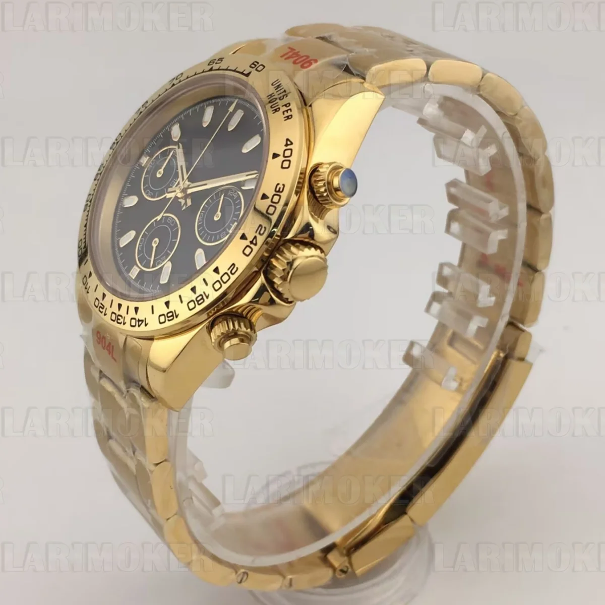 VK63 39mm 럭셔리 골드 쿼츠 크로노그래프 비즈니스 남성용 시계 VK63 무브먼트 사파이어 크리스탈 블랙 다이얼 고정 베젤