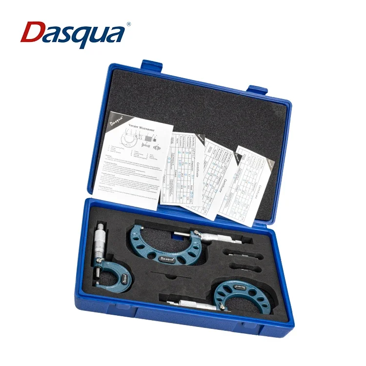 Dasqua Premium 0-75mm 3Pcs Outside Micrometer Set Round Frame Precision Machinist Tool