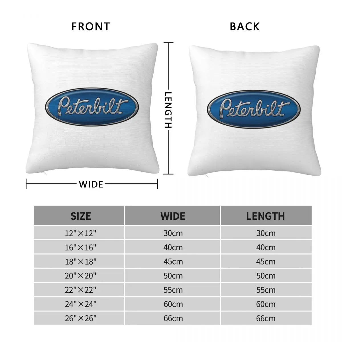 TRUCK PETERBILT LOGO Square Pillowcase Polyester Linen Velvet Printed Zip Decor Room Cushion Cover