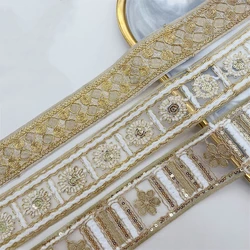 1 Yards Embroidered Lace Appliques Sequined Lace Ribbon Sewing Apparel Trims Fabric DIY Materail Accessories