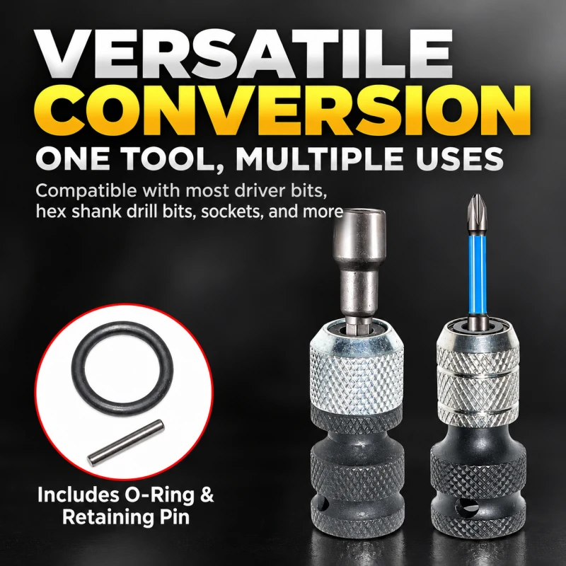 1/2" Quick Release Socket Adapter for Impact Wrench & Power Drill, Hex Shank Telescopic Spring Extension view 5