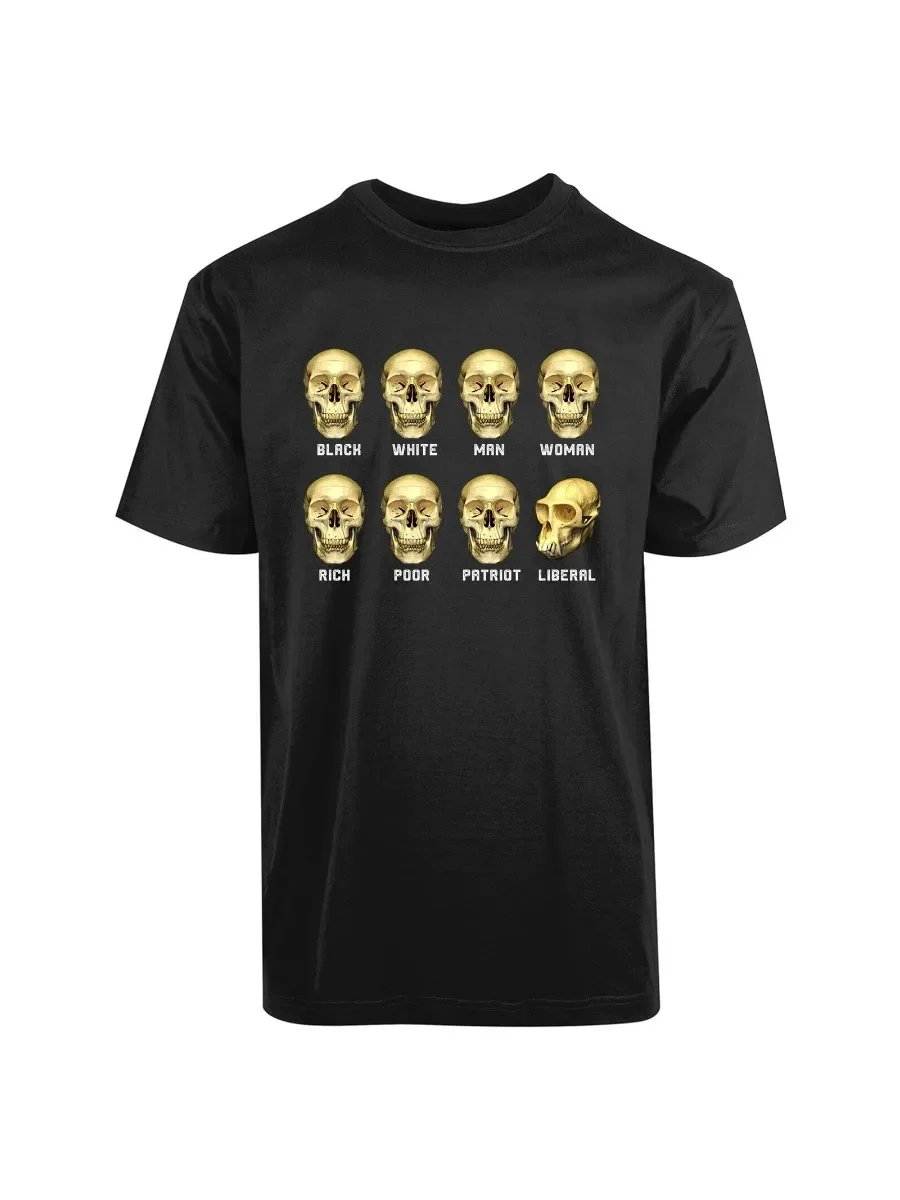 Funny Black White Poor Rich Skull Printed T-Shirt. Summer Cotton O-Neck Short Sleeve Mens T Shirt New S-3XL