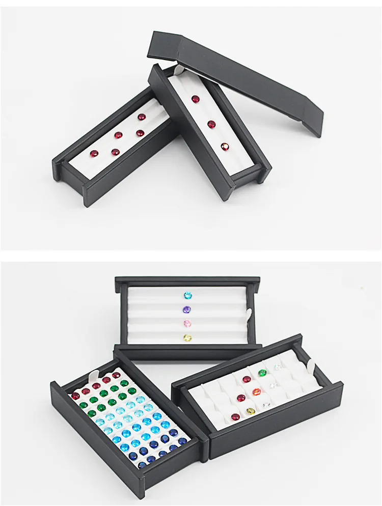 Wholesale large multi-digit gem storage box diamond display box V Groove colorful gems Box PortableGem Display Tray with Lid