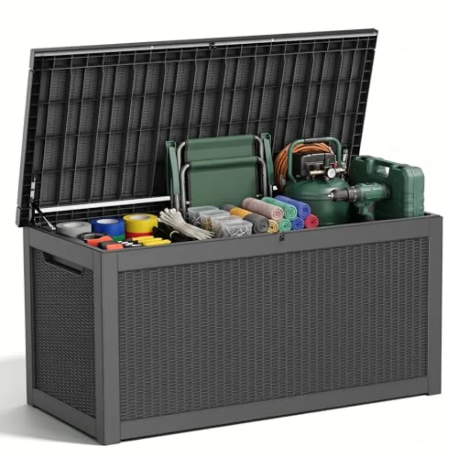 

320 Gallon Outdoor Deck Box, Lockable Waterproof Outdoor Storage Boxes For Garden Tools, Indoor Cushions, Accessories Outside S