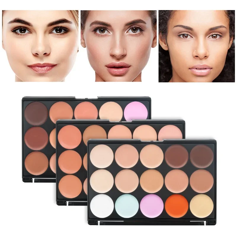 15 Color Concealer Palette Nude Contour Cream Acne Spot Dark Circles Cover Face Foundation Brighten Pigment Cosmetic Makeup Tool